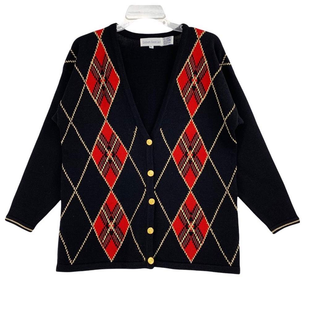 Vintage Argyle Cardigan Sweater by Robert Scott Ltd.